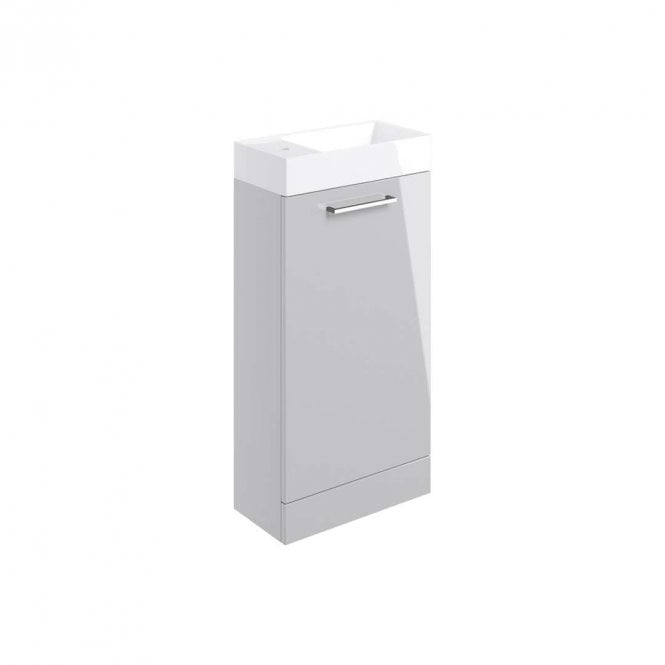 Dove Bathrooms City 410mm Floor Standing 1 Door Cloakroom Unit & Basin - Grey Gloss