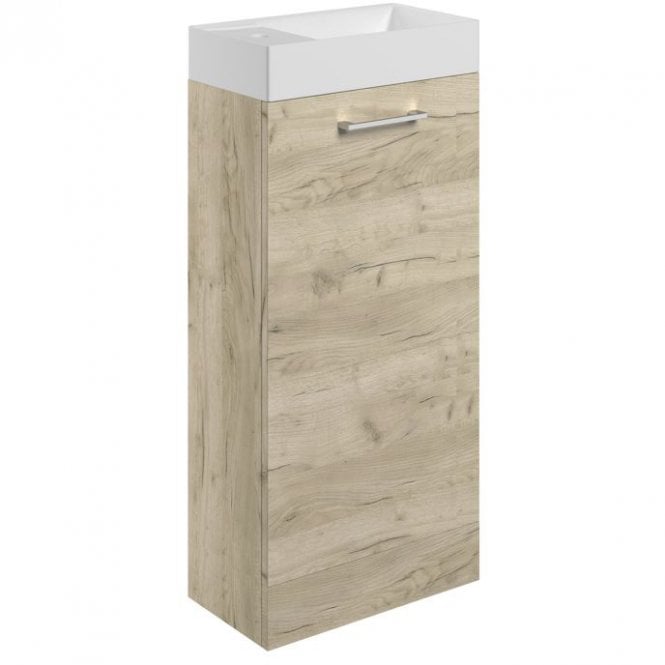 Dove Bathrooms City 410mm Floor Standing 1 Door Cloakroom Unit & Basin - Oak