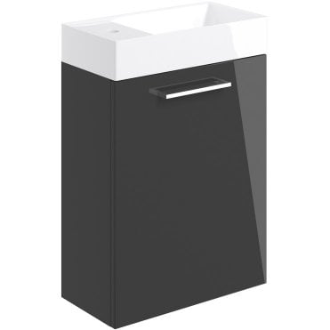 City 410mm Wall Hung 1 Door Cloakroom Unit & Basin - Anthracite