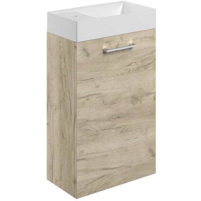 Dove Bathrooms City 410mm Wall Hung 1 Door Cloakroom Unit & Basin - Oak