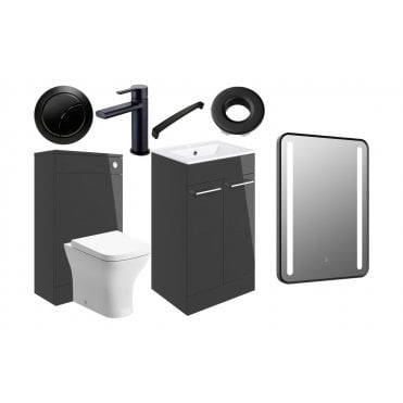 City 510mm F/S Furniture Pack - Anthracite Gloss w/Black Finishes