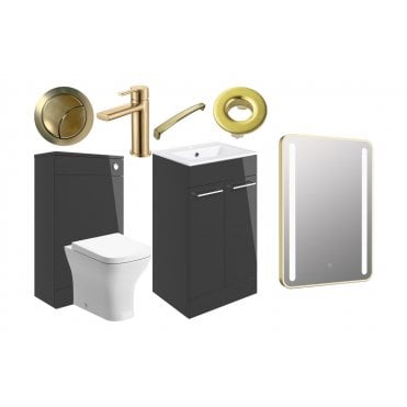 City 510mm F/S Furniture Pack - Anthracite Gloss w/Brushed Brass Finishes