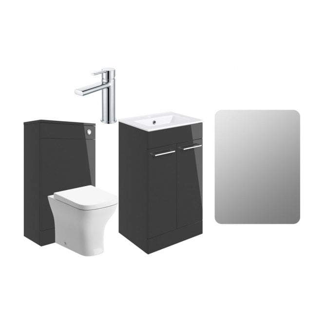 Dove Bathrooms City 510mm F/S Furniture Pack - Anthracite Gloss w/Chrome Finishes