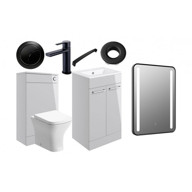 Dove Bathrooms City 510mm F/S Furniture Pack - Grey Gloss w/Black Finishes