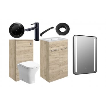 City 510mm F/S Furniture Pack - Oak w/Black Finishes