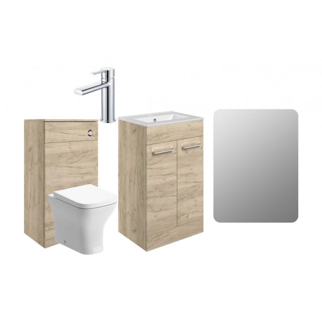 Dove Bathrooms City 510mm F/S Furniture Pack - Oak w/Chrome Finishes