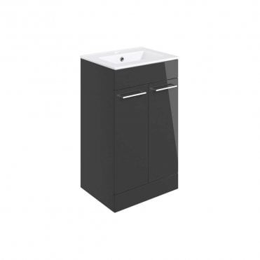 City 510mm Floor Standing 2 Door Vanity Unit & Basin - Anthracite