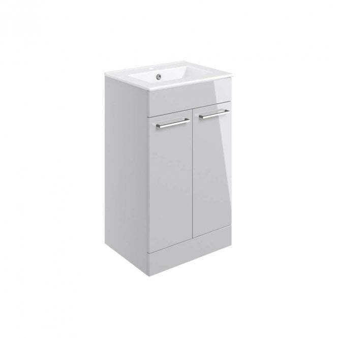 Dove Bathrooms City 510mm Floor Standing 2 Door Vanity Unit & Basin - Grey Gloss