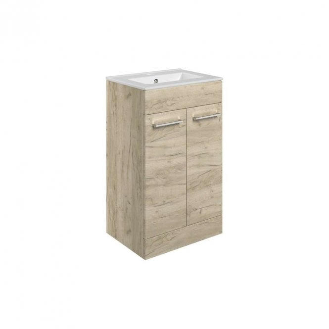 Dove Bathrooms City 510mm Floor Standing 2 Door Vanity Unit & Basin - Oak