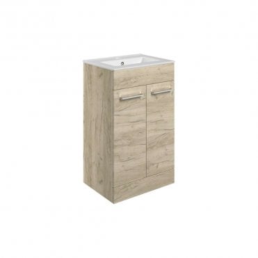 City 510mm Floor Standing 2 Door Vanity Unit & Basin - Oak