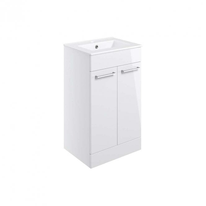 Dove Bathrooms City 510mm Floor Standing 2 Door Vanity Unit & Basin - White Gloss