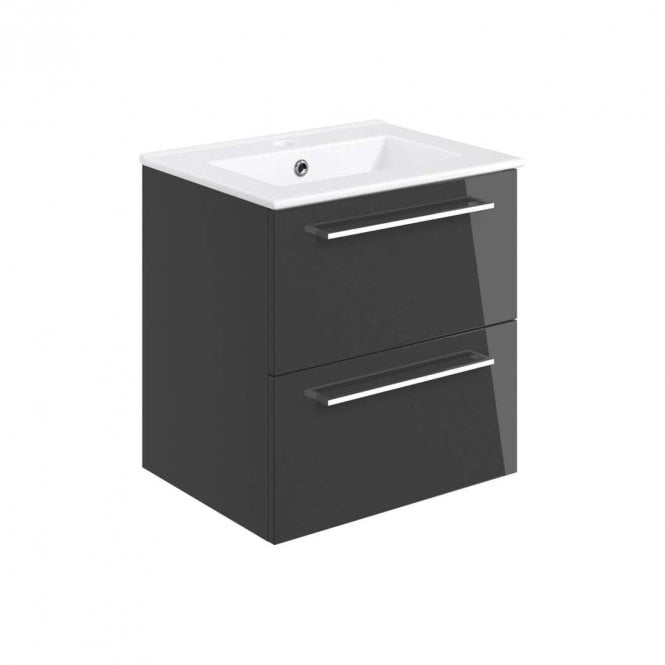 Dove Bathrooms City 510mm Wall Hung 2 Drawer Vanity Unit & Basin - Anthracite