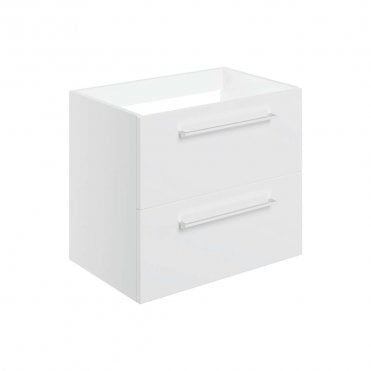 City 590mm Wall Hung 2 Drawer Basin Unit (No Top) - White Gloss