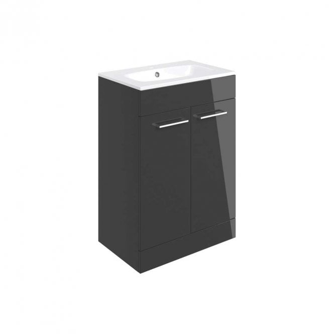 Dove Bathrooms City 610mm Floor Standing 2 Door Vanity Unit & Basin - Anthracite