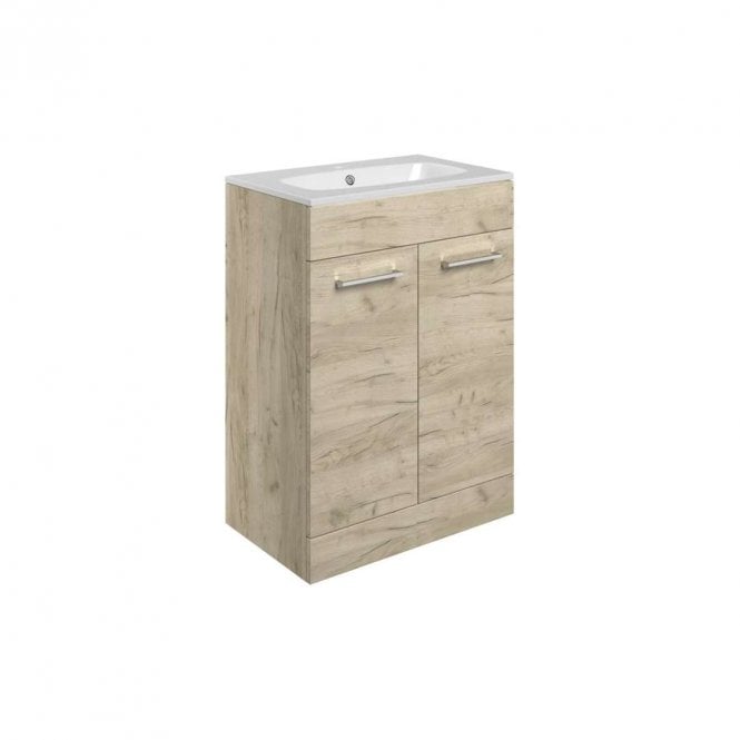 Dove Bathrooms City 610mm Floor Standing 2 Door Vanity Unit & Basin - Oak