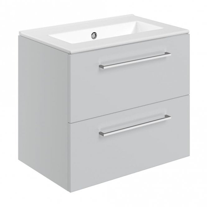 Dove Bathrooms City 610mm Wall Hung 2 Drawer Basin Unit & 0TH Thin Edge Basin - Grey Gloss