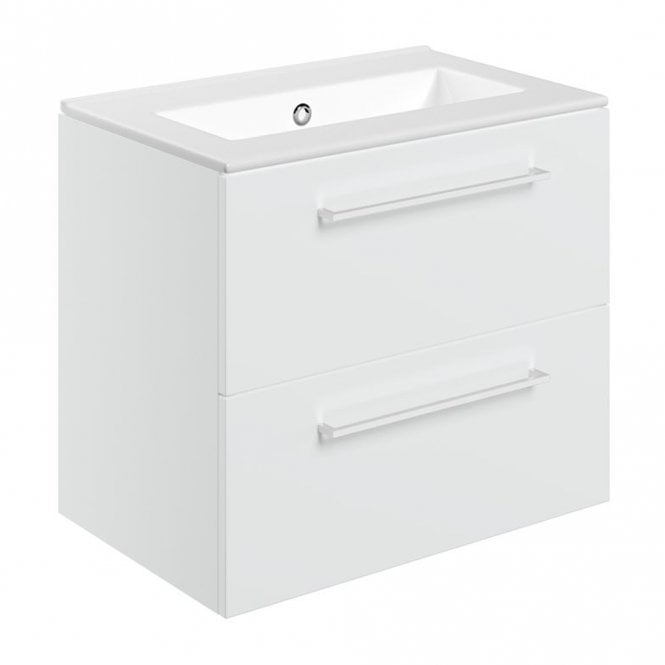 Dove Bathrooms City 610mm Wall Hung 2 Drawer Basin Unit & 0TH Thin Edge Basin - White Gloss