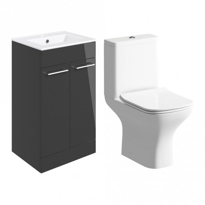 Dove Bathrooms City Floor Standing Unit & Close Coupled WC Pack - Anthracite Gloss