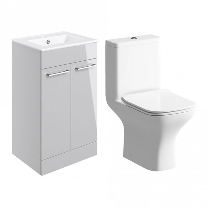 Dove Bathrooms City Floor Standing Unit & Close Coupled WC Pack - Grey Gloss