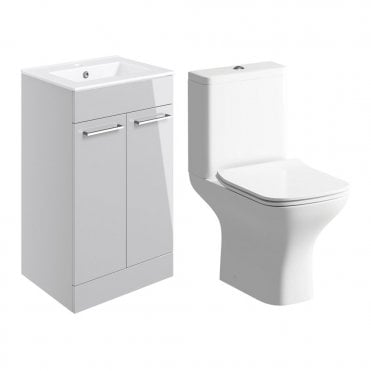 City Floor Standing Unit & Close Coupled WC Pack - Grey Gloss