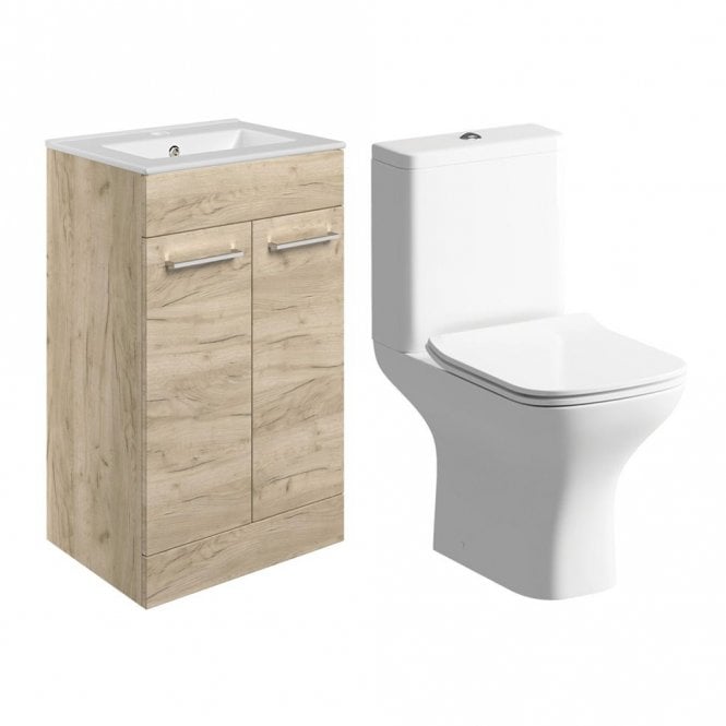Dove Bathrooms City Floor Standing Unit & Close Coupled WC Pack - Oak