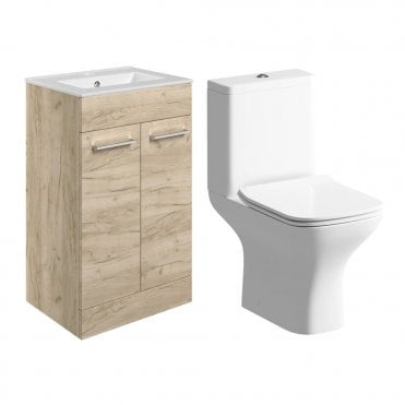 City Floor Standing Unit & Close Coupled WC Pack - Oak