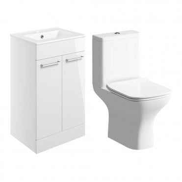 City Floor Standing Unit & Close Coupled WC Pack - White Gloss