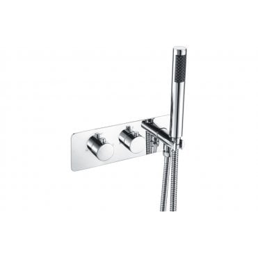 Coral Round Wall Mounted Thermostatic Two Outlet Shower Valve with Handset - Chrome