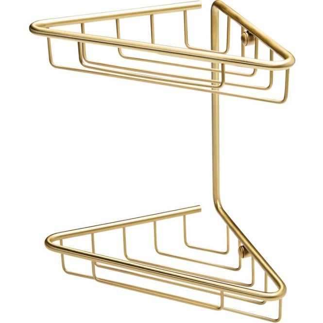 Dove Bathrooms Cosmo 2-Tier Corner Shower Caddy - Brushed Brass