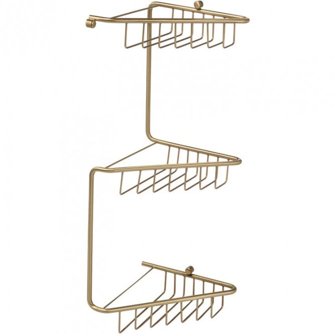 Dove Bathrooms Cosmo 3-Tier Corner Shower Caddy - Brushed Brass