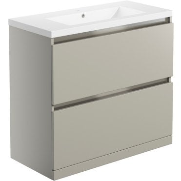 Dulce Matt Latte 815mm 2 Drawer Floor Standing Vanity Unit & Ceramic Basin