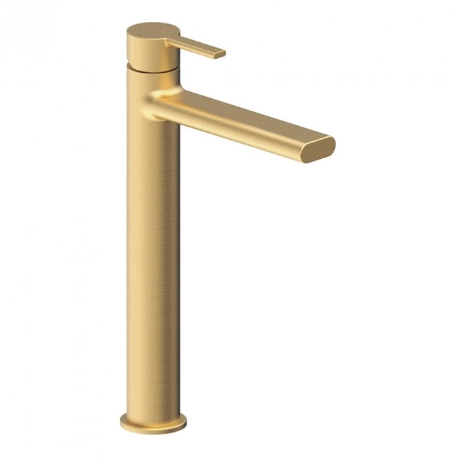 Dove Bathrooms Ebony Brushed Brass Tall Basin Mixer Tap