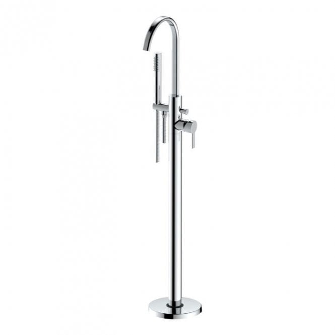 Dove Bathrooms Ebony Floor Standing Bath/Shower Chrome Mixer Tap