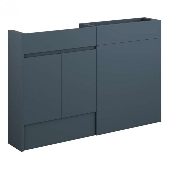 Dove Bathrooms Eden 1236mm Slim Basin & WC Unit Pack - Matt Arley Blue (Grey Cabinet)