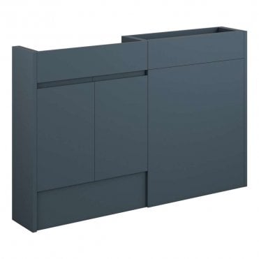 Eden 1236mm Slim Basin & WC Unit Pack - Matt Arley Blue (Oak Cabinet)