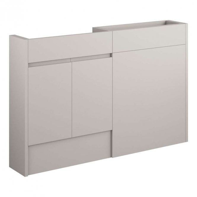 Dove Bathrooms Eden 1236mm Slim Basin & WC Unit Pack - Matt Dove Grey (Oak Cabinet)