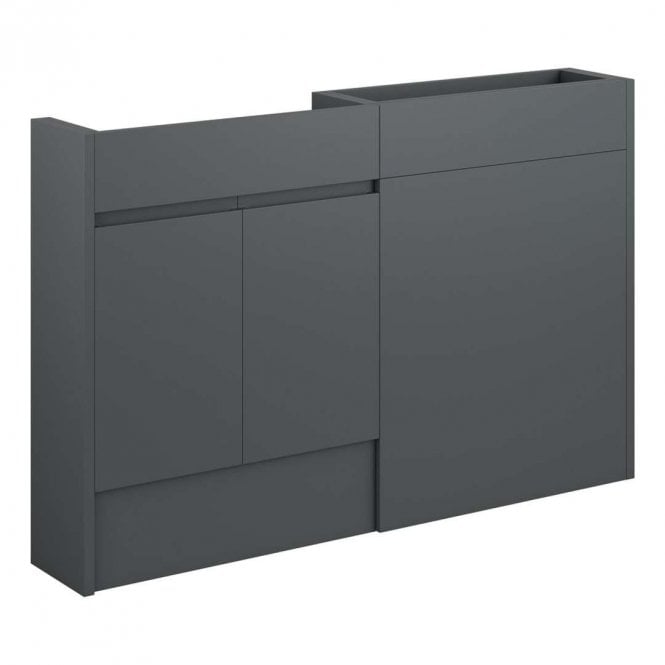 Dove Bathrooms Eden 1236mm Slim Basin & WC Unit Pack - Matt Graphite Grey (Grey Cabinet)
