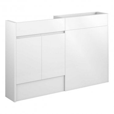 Eden 1236mm Slim Basin & WC Unit Pack - White Gloss (Oak Cabinet)
