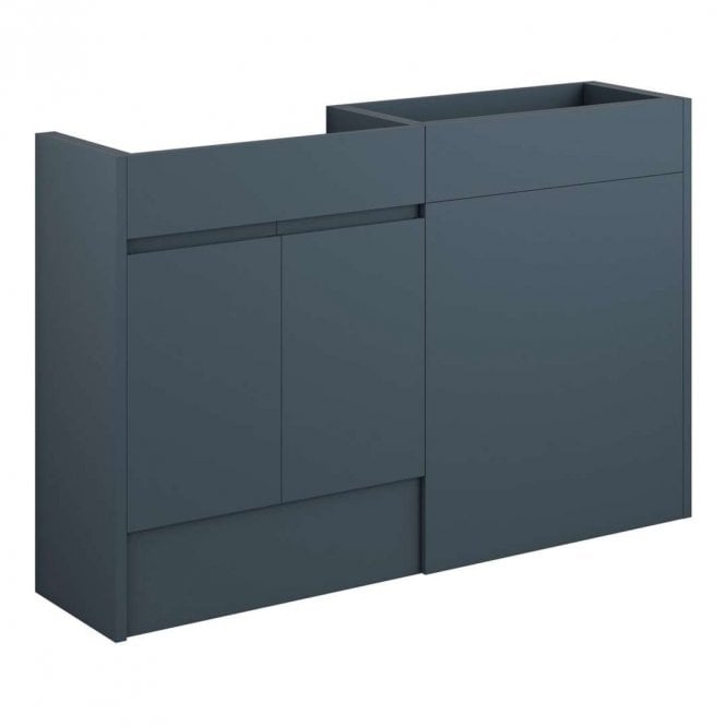 Dove Bathrooms Eden 1236mm Standard Basin & WC Unit Pack - Matt Arley Blue (Oak Cabinet)