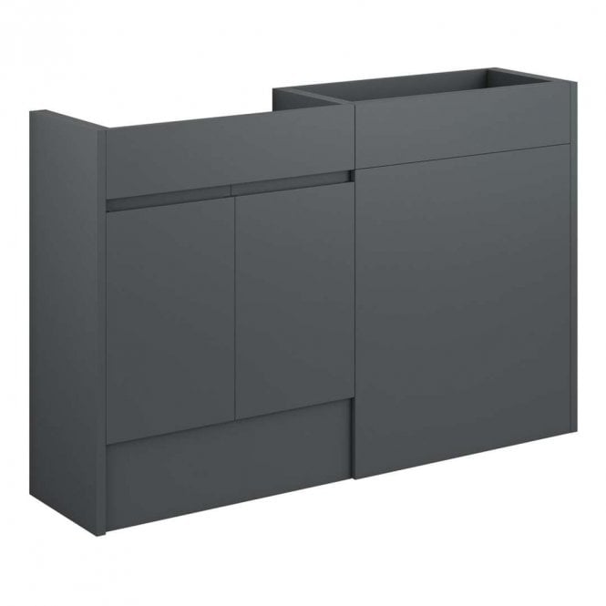 Dove Bathrooms Eden 1236mm Standard Basin & WC Unit Pack - Matt Graphite Grey (Grey Cabinet)