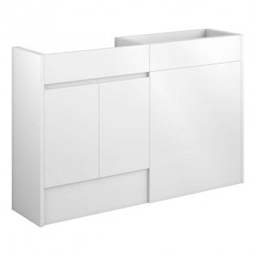 Eden 1236mm Standard Basin & WC Unit Pack - White Gloss (Oak Cabinet)