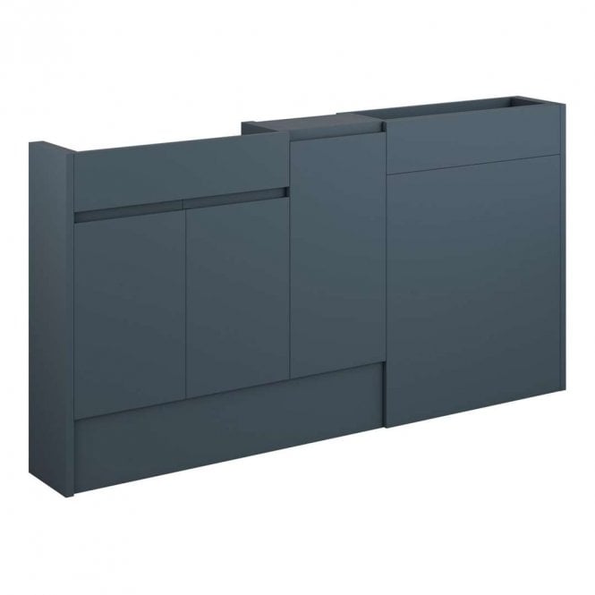 Dove Bathrooms Eden 1536mm Slim Basin, WC & 1 Door Unit Pack - Matt Arley Blue (Oak Cabinet)