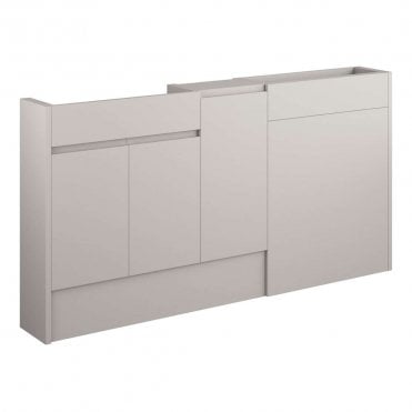 Eden 1536mm Slim Basin, WC & 1 Door Unit Pack - Matt Dove Grey (Oak Cabinet)