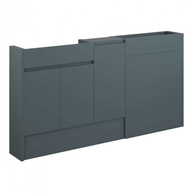 Dove Bathrooms Eden 1536mm Slim Basin, WC & 1 Door Unit Pack - Matt Green (Oak Cabinet)