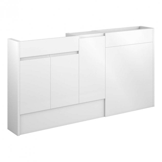 Dove Bathrooms Eden 1536mm Slim Basin, WC & 1 Door Unit Pack - White Gloss (Grey Cabinet)