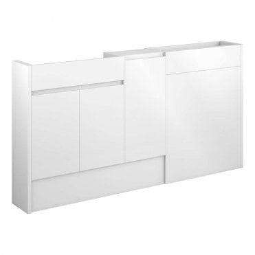 Eden 1536mm Slim Basin, WC & 1 Door Unit Pack - White Gloss (Oak Cabinet)