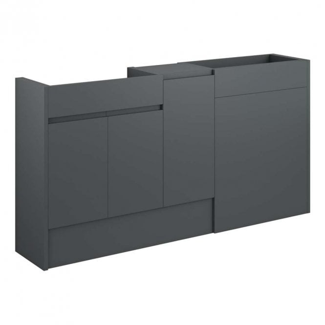 Dove Bathrooms Eden 1536mm Standard Basin, WC & 1 Door Unit Pack - Matt Graphite Grey (Grey Cabinet)