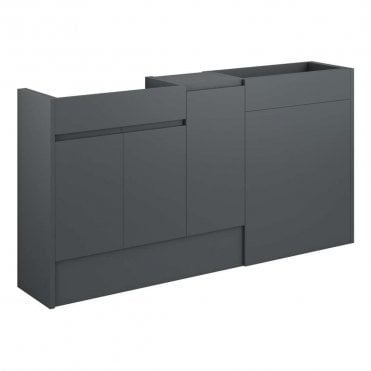 Eden 1536mm Standard Basin, WC & 1 Door Unit Pack - Matt Graphite Grey (Oak Cabinet)
