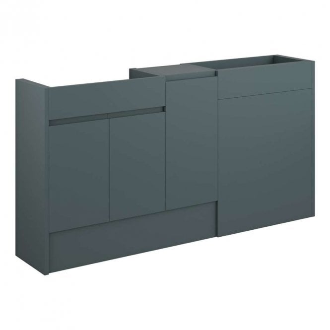 Dove Bathrooms Eden 1536mm Standard Basin, WC & 1 Door Unit Pack - Matt Green (Grey Cabinet)