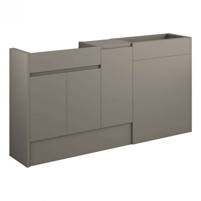 Dove Bathrooms Eden 1536mm Standard Basin, WC & 1 Door Unit Pack - Matt Stone (Grey Cabinet)